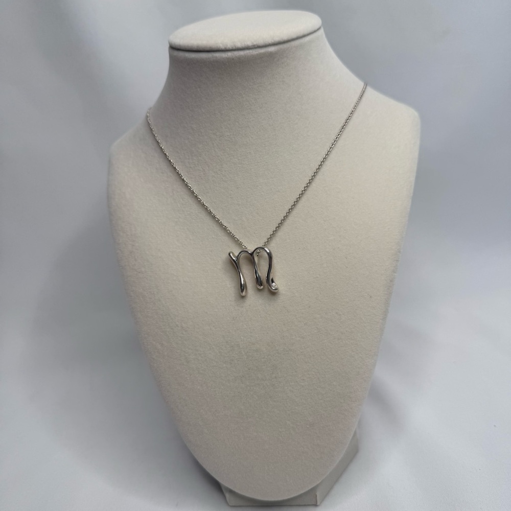 Tiffany & Co Silver Elsa Peretti Necklace with M Pendant